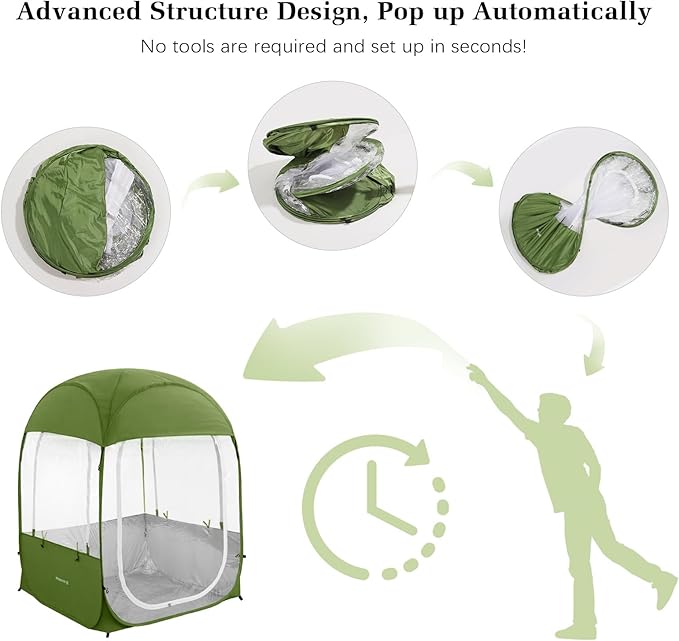Sports Tent, Portable & Foldable Pop Up Tents Shelter with Carry Bag, Instant Weather Proof Clear View Bubble Tent for Fishing, Camping, Watching Sports Events