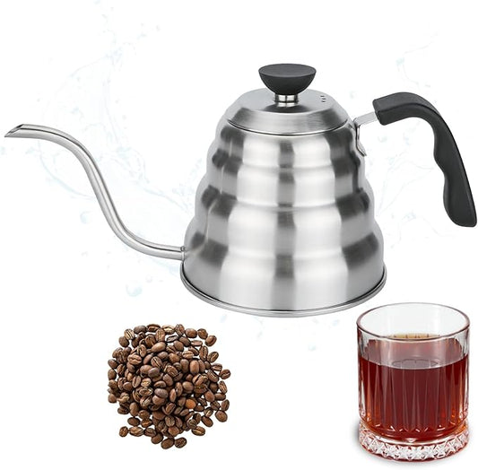 GreatChef Premium Coffee Grooseneck Kettle Stainless Steel - 40 Oz / 1.27 Quarts / 1.2 L / 5 Cup - Perfect Pouring Over for Coffee Drip or Tea Brewing All Stovetop Compatible