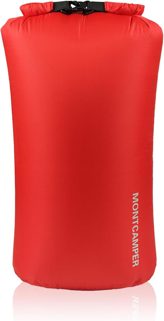 Waterproof Dry Bag 35L – 30D Nylon Roll Top Dry Sack with DWR & PU Coating, Lightweight Water-Resistant Storage for Kayaking, Camping, Hiking, Fishing & Beach (Red)