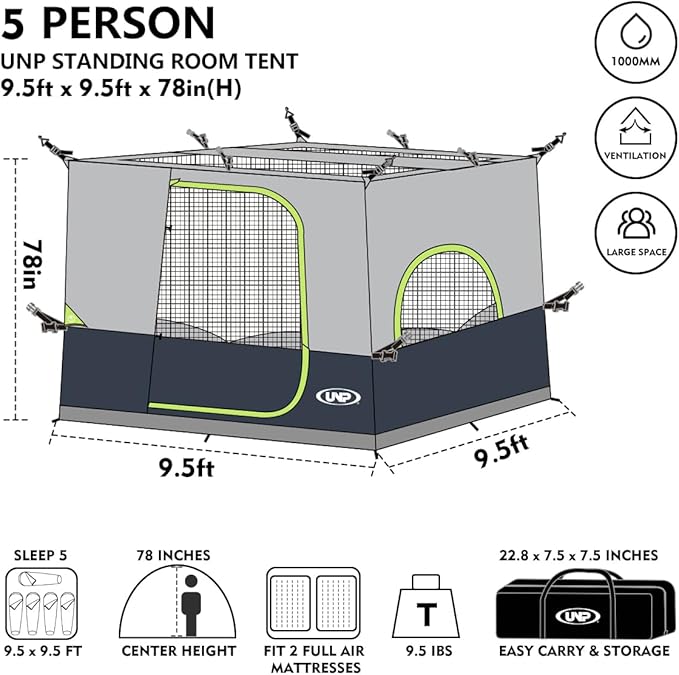 UNP Camping Canopy - Inner Tent - Side Tents - SUV Camping Cube for 10' x 10' Pop Up Canopies (Canopy Pole/Shelter NOT Included) (Dark Blue-Inner Tent)