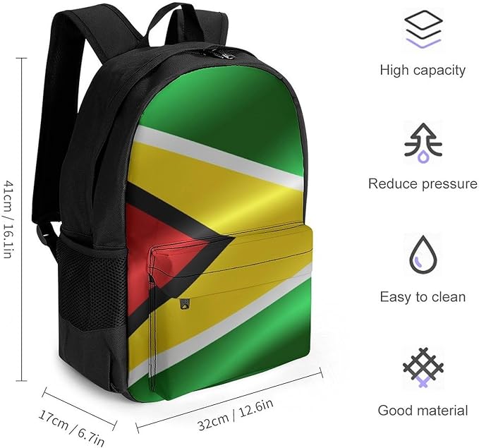 Lightweight Rucksack for Sports Travel Running, Big Capacity Multipurpose Anti-Theft Bookbag, Flag Of Guyana Travel and Sport Backpack Rucksack