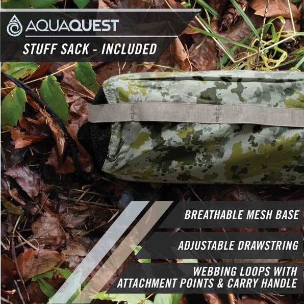 AquaQuest Safari Tarp – Lightweight Waterproof (5,000mm) Seam-Taped Ripstop Rain Fly for Backpacking, Thru-Hiking & Hammock Camping