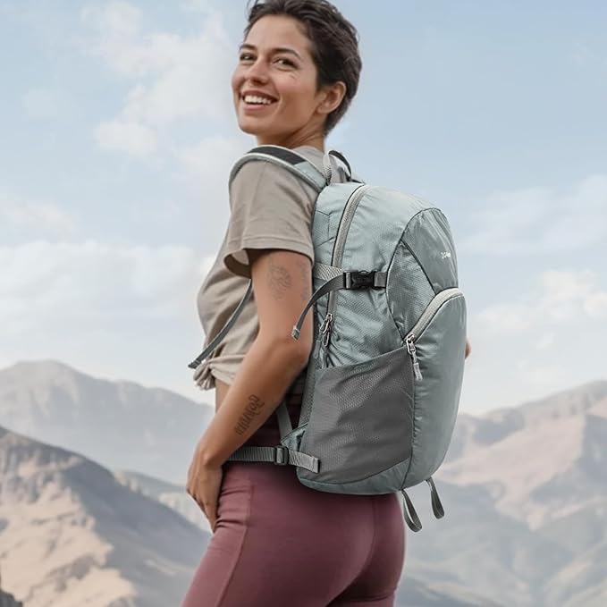 G4Free Hiking Backpack with Thickened Back Panel Packable 25L Lightweight Foldable Travel Daypack for Men Women(Grey)