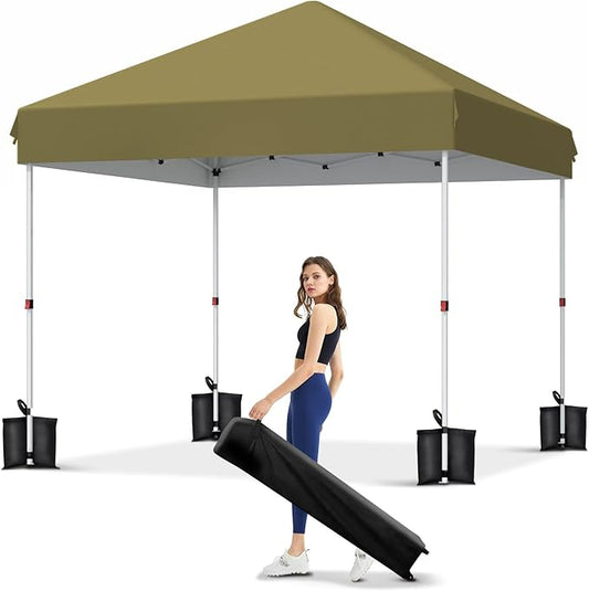 Garvee 10x10 Pop Up Canopy Tent with 3 Removable Sidewall, Heavy Duty Commercial Instant Shelter with One-Person Setup, UPF 50+ Waterproof, 100 Sq Ft Shade for Outdoor Events, Camping, Farmers Market