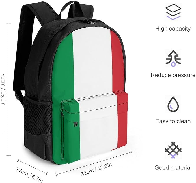 Casual Daypack Multipurpose Anti-Theft Large Capacity Carry On Bag, Italy Flag Casual Daypack Climbing Shoulder Bag With Padded Straps