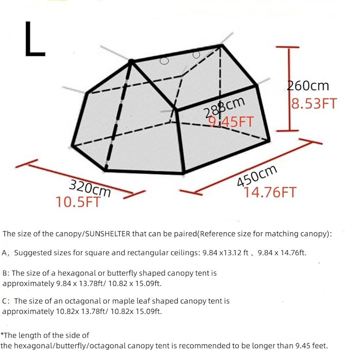 Outdoor Mesh Screen House Lightweight Camping Canopy Tent Net Mesh Outdoor 4-6 Person Mesh Net Travel Portable Tarp Mesh (Large)