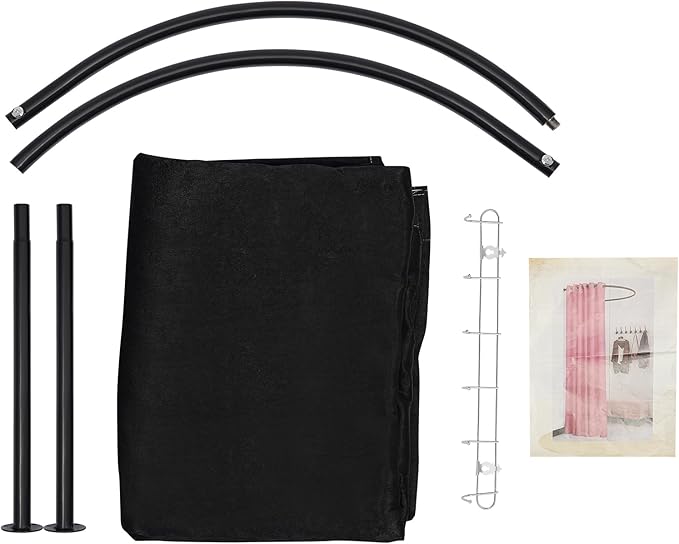 U-Dressing Room Privacy Protection Changing Divider, Clothing Store Fitting Room for Boutique, Curtain Divider (U-Shaped-Black)