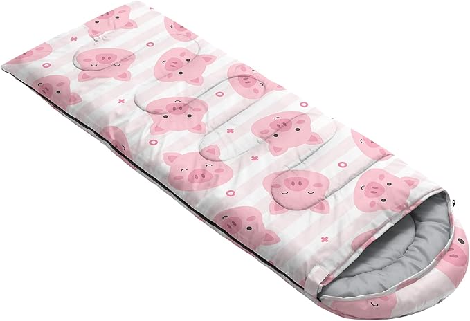 AILONEN Kawaii Puppy Sleeping Bag for Kids Boys Girls,Warm and Cool Weather,Lightweight,Waterproof Backpacking,Cartoon Cute Dog & Duck Animal Themed Blue Sleeping Bag for Camping