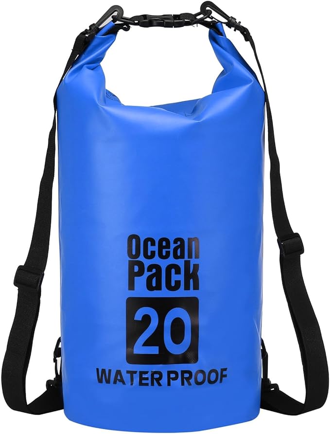 Waterproof Dry Bag, 20L Fit for Women Men Water Proof Bags Lightweight Dry Storage Floating Backpack with Whistle for Travel Backpacking Boating Kayaking Camping (Blue)