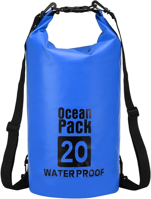 Waterproof Dry Bag, 20L Fit for Women Men Water Proof Bags Lightweight Dry Storage Floating Backpack with Whistle for Travel Backpacking Boating Kayaking Camping (Blue)