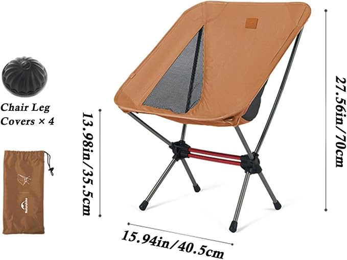Naturehike Camping Chair, Foldable Chair with Storage Bag, Outdoor Portable Chair for Adults, Lightweight, Supports 330lbs, Backpacking Chair for Fishing, Hiking, Beach, Lawn
