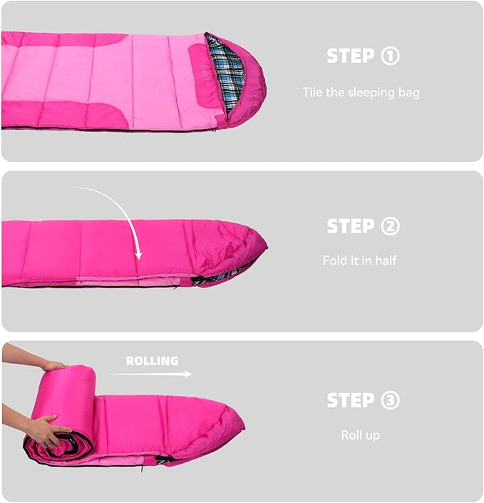 Cotton Flannel Liner Sleeping Bag for Adults Teens Kids, Cold Weather &Warm, 3 Seasons, Lightweight Compact Camping Essentials Equipment, Hiking, Outdoor, Travel