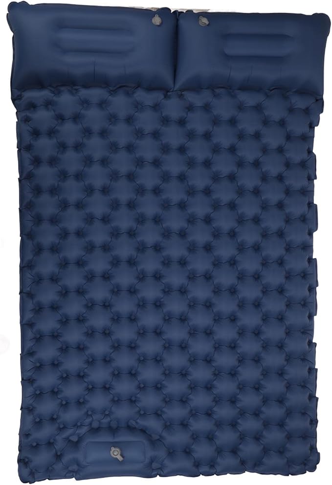 Double Inflatable Camping Sleeping Pads with Built - in Pillow, Ergonomic Nylon Mat for Couples, Fast Inflation Foot Pump Design, for Outdoor Camping Hiking
