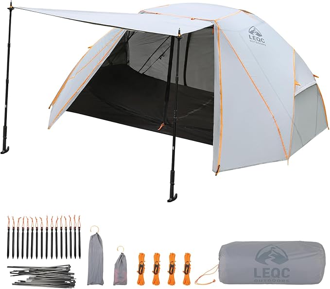 2 Person Lightweight Backpacking Tent – 5000mm Waterproof Silicone Nylon, 7001 Aluminum Poles, YKK Zippers, Compact 3-Season Hiking & Camping Tent with Front Vestibule
