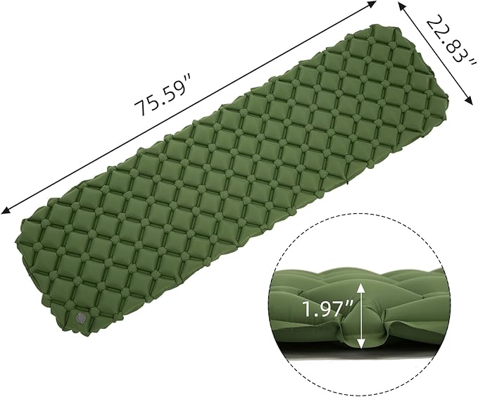 Waterproof Sleeping Pad for Camping/Backpacking/Hiking/Traveling Inflatable Sleeping Mat Ultralight Air Mattress Single Tent/Person Green ﻿