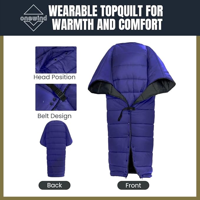 Onewind Hammock Top Quilt with Footbox, Lightweight and Portable Sleeping Quilt Camping Sleeping Bag for Backpacking and Hiking