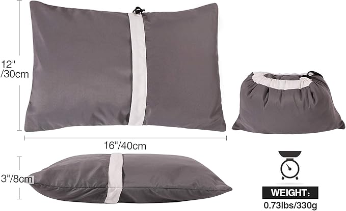 REDCAMP Camping Pillow for Sleeping Lightweight and Compressible, Small Pillow for Travel Backpacking Hammock, Peach Skin Grey