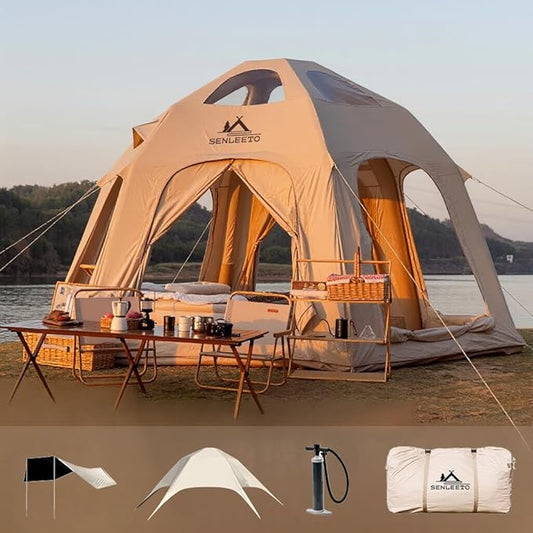 Inflatable Tents for Camping, Large Inflatable Camping Tent with Hand Pump, Easy Setup Tents for 4-6 People, Portable Glamping Tent
