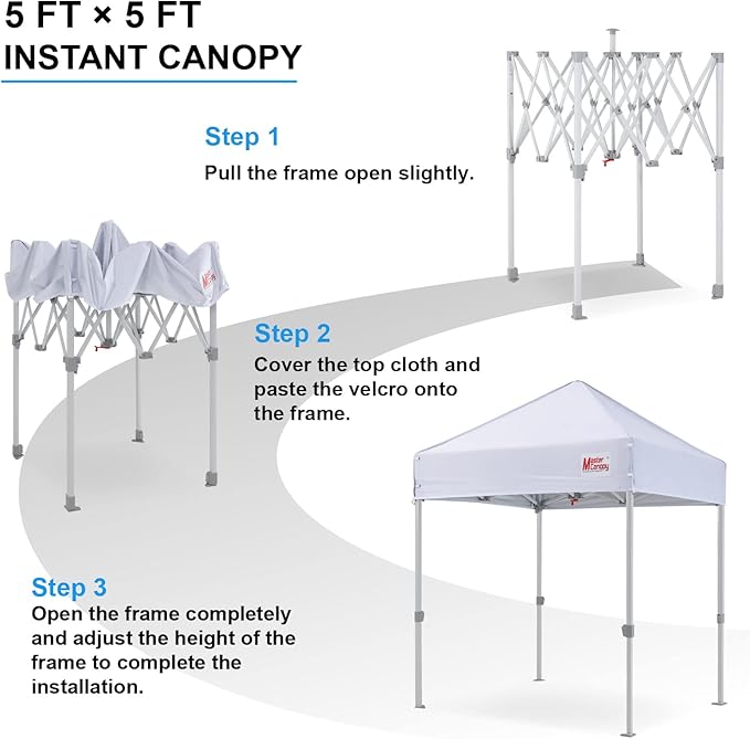 MASTERCANOPY Pop Up Canopy Tent Commercial Grade Instant Shelter (5x5, White)