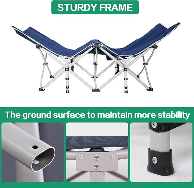 2-Pack Camping Cot with Mattress Cots for Sleeping with Camfortable Pad Heavy Duty Camping Bed for Adults Folding Cot for Home Outdoor Office Nap and Vacation