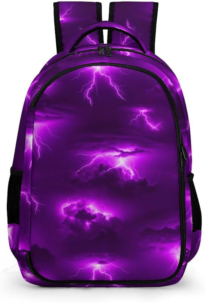 Laptop Backpack Purple Lightning, Work Backpack with Breathable Shoulder Straps for Office Commute