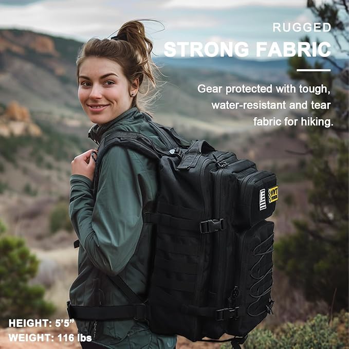 Military Tactical Backpack,Sturdy Work & Molle Laptops Rucksack, Heavy Duty Pack for Hiking Camping Travel Fishing Gym,Black