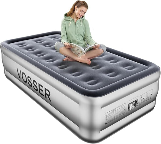 Twin Air Mattress with Built in Pump,18” Raised Blow Up Mattress,Inflatable Mattress in 2 Mins,Single Twin Size Air Mattress for Camping,Floor&Travel, Air Bed for Adults,330LB Max