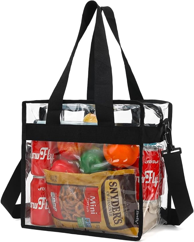 FlowFly Insulated Lunch Cooler Bag - Tote Bag Organizer for Women/Men, Clear#Black