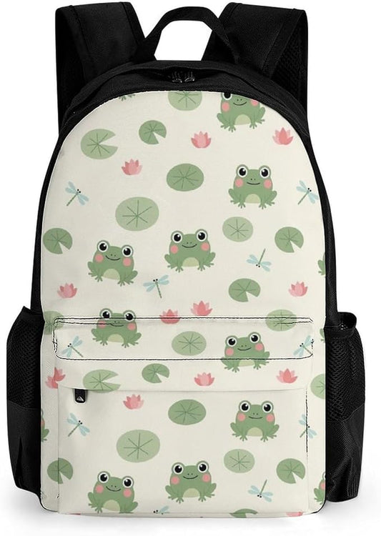 Large Rucksack for Outdoor Hiking and Camping with Daypack Design, Cute Frogs Daypack Backpack Men Women