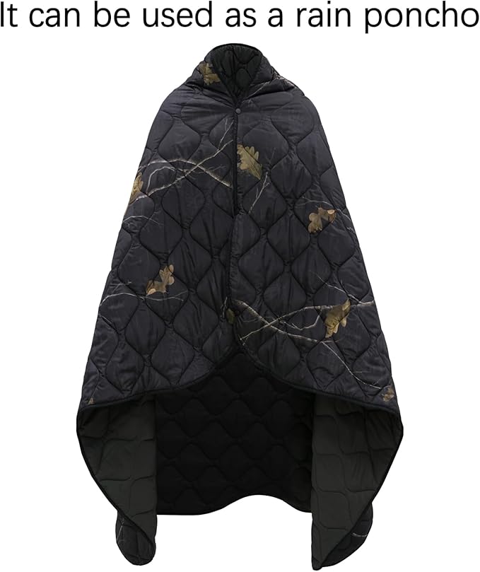 LOOGU Camo Blanket Waterproof Insulation Poncho Liner for Outdoor Camping, Hiking, Hunting, Survival, Backpacking, Picnicking