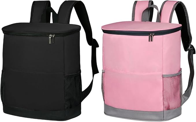 Cooler Backpack Backpack Cooler Large Capacity Cooler Bags Insulated Waterproof ＆ Leakproof Beach Cooler Bag with Side ＆ Front Pocket Cool Bag Rucksack for Camping Beach Hiking Fishing Black