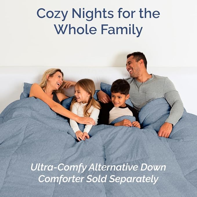 Full XL Bed Sheet - 4 Piece Full XL Bed Sheets Set - Soft, Breathable & Cooling - Hotel Luxury Bedding for Women, Men, Kids, Teens, Boys & Girls - Deep Pockets, Fade & Wrinkle Free - Heathered Blue