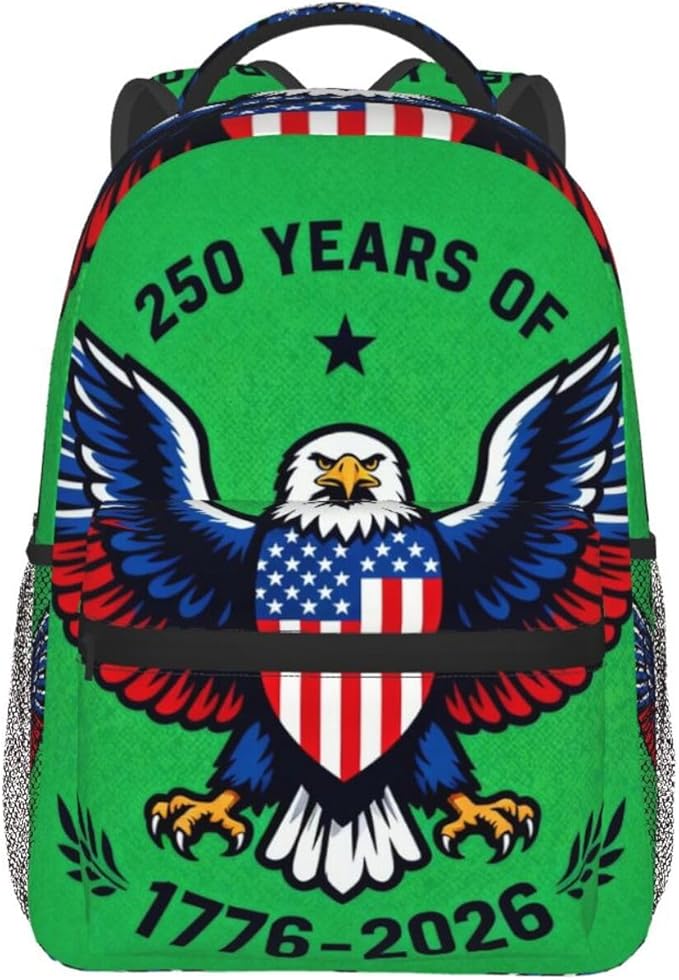 Rucksack Polyester Anti-Theft Multipurpose America 1776-2026 250 Years Birthday Patriotic Art Carry On Bag Large Capacity Travel and Sport Backpack Rucksack With Smooth Zippers