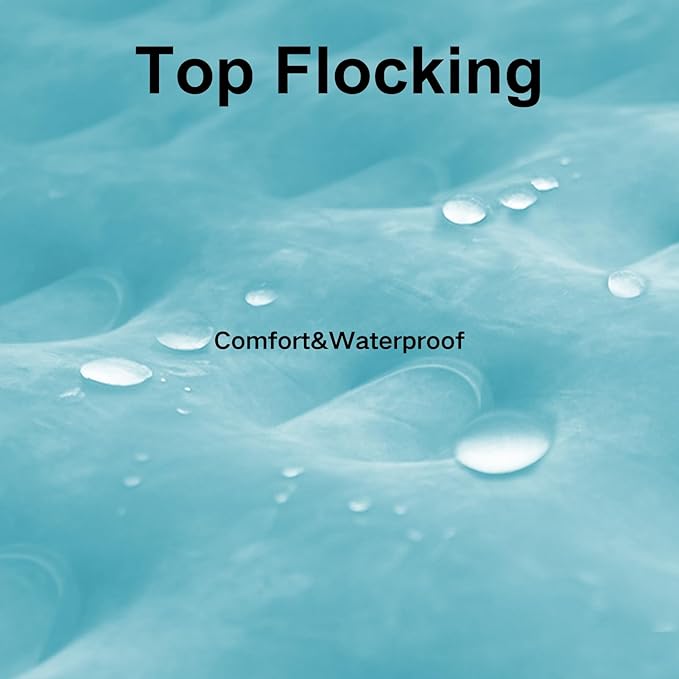 Queen Air Mattress with Built-in Pump, Single Air Bed with Portable Storage Bag, Suitable for Home and Guests, Top Flocking, 18" Queen Sky Blue