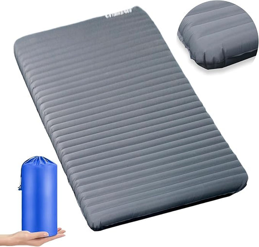 Inflatable Sleeping Pad with R-Value 7.7, Camping & Backpacking Mat 78"x53.5", Waterproof & Durable 40D Nylon, Ultralight & Compact for Cold Weather, 2-Person Sleeping Pad for Outdoor Adventures