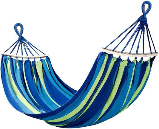 Adult Outdoor Camping Hammock | Heavy-Duty Rope Tree Hammock | Stand Replacement Option | Essential for Patio & Backyard Relaxation (Blue, Small)