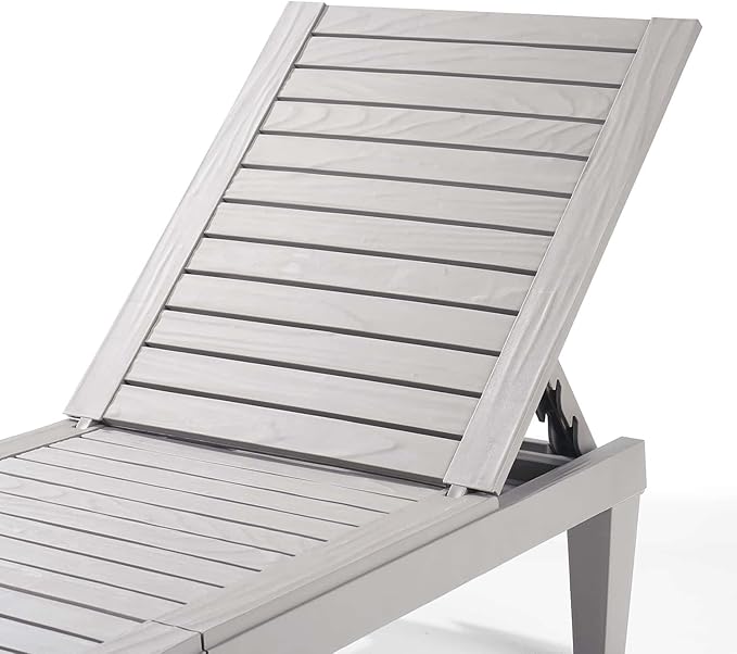 Nestl Patio Chairs - Grey Chaise Lounge Chair Outdoor, 5-Position Adjustable Sun Tanning Chair, Waterproof Pool Lounge Chairs Set of 2, Reclining Lawn Chair, Lightweight Outdoor Lounge Chairs