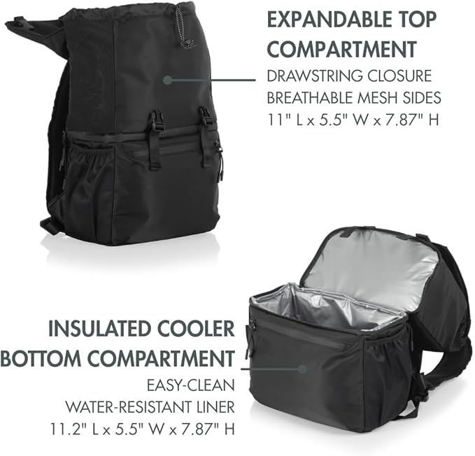 PICNIC TIME Tarana Backpack Cooler, Insulated Leakproof Backpack Made With Recycled Bottles, Portable Ice Chest For Beach, Hiking, Camping, Picnic, Lunch, Travel, Outdoor Adventures (Carbon Black)