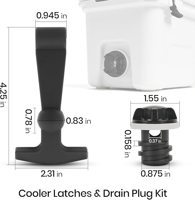 Upgraded Cooler Latches & Drain Plug Kit - Durable Rubber, Compatible with Yeti Roadie, Tundra, Tank, and RTIC