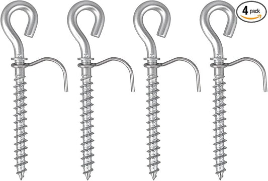 Haute Decor Prime Stakes, Heavy Duty 5 inch Twist-in Metal Yard Stakes - Tent Stakes, Ground Anchors - Pack of 4 Stainless Steel Ground Stakes