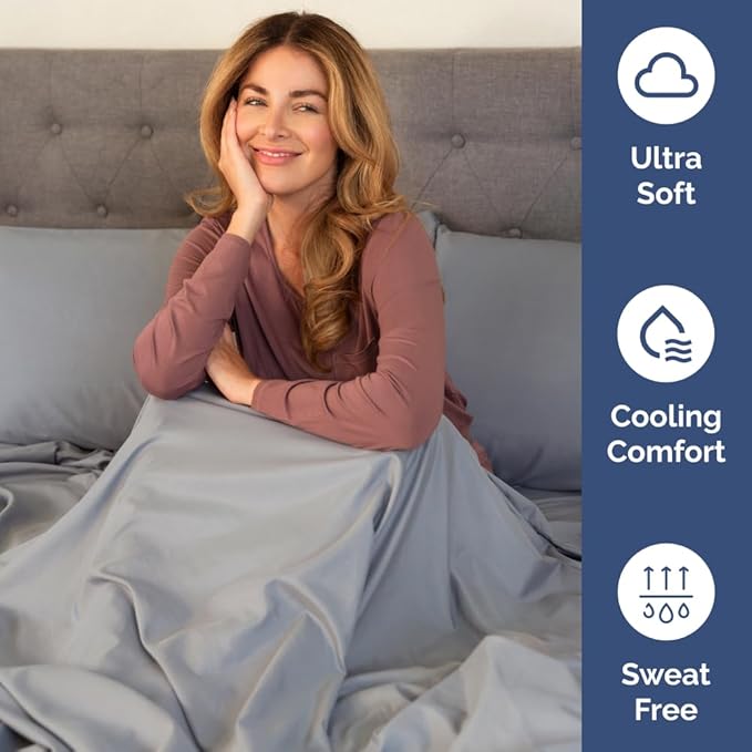 Full XL Bed Sheet - 4 Piece Full XL Bed Sheets Set - Soft, Breathable & Cooling - Hotel Luxury Bedding for Women, Men, Kids, Teens, Boys & Girls - Deep Pockets, Comfy, Fade & Wrinkle Free - Steel Blue