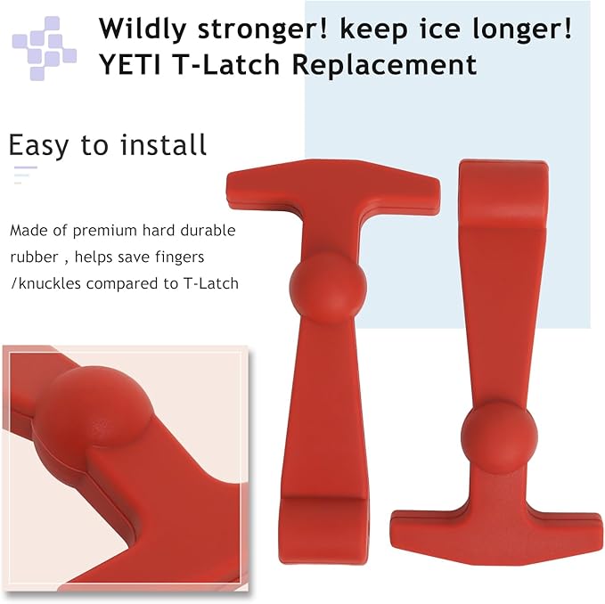 Cooler Latches Replacement for Yeti, RTIC, Lid Latch Parts(2 Pack) Compatible with Yeti Coolers T-Latches Made of Premium Hard Durable Rubber