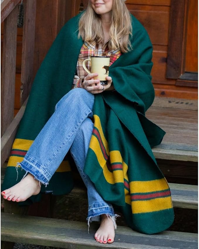 Arcturus Rainier Wool Blanket - 4.5lbs Warm, Heavy, Washable, Large | Great for Camping, Outdoors, Survival & Emergency Kits (Fort Vancouver)