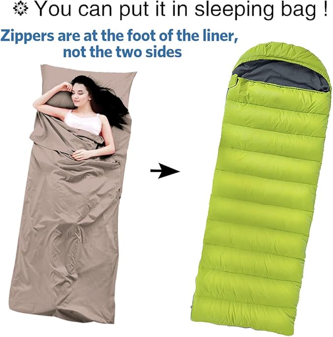 Sleeping Bag Liner Ultralight Travel Sheet Dirt-Proof Camping Sheets Compact Hotel Sleeping-Sack for Outdoor Backpacking Hiking