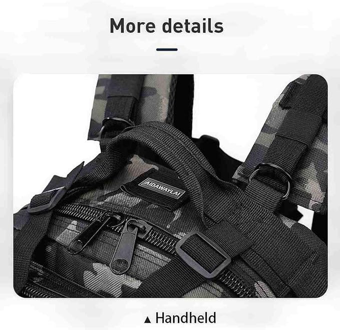 30L Comfortable Durable Military Tactical Backpack w/USA Flag Patch, MOLLE Hiking Camping Travel Bag,（black camouflage）