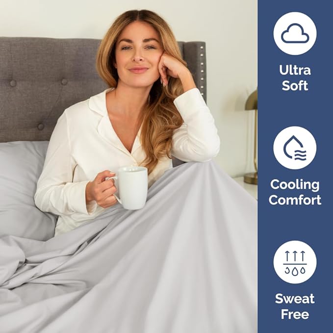 Full XL Bed Sheet - 4 Piece Full XL Bed Sheets Set - Soft, Breathable & Cooling - Hotel Luxury Bedding for Women, Men, Kids, Teens, Boys & Girls - Deep Pockets, Comfy, Fade, Wrinkle Free - French Grey