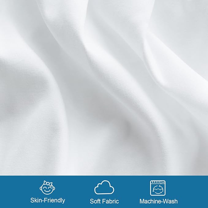SPRINGSPIRIT Cot Sheets 30" x 75" x 9", 4 Piece Cot Sheet Set (2 Pack), Cot Size Fitted Sheets with Narrow Twin/Camp Bunk/Rvs Bunk/Guest Beds/Trifold Mattress, White