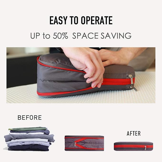 Bee Nesting Compression Packing Cube 2-Layer Travel Luggage Organizer with Wet Dry Separation Expandable Space Saver Bag for Suitcase and Backpack