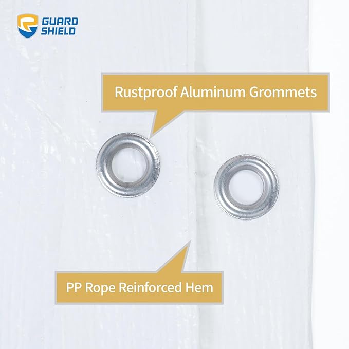 GUARD SHIELD Tarp White 9x15 Feet Multi Purpose Waterproof Poly Tarp Cover 5mil (2-Pack)