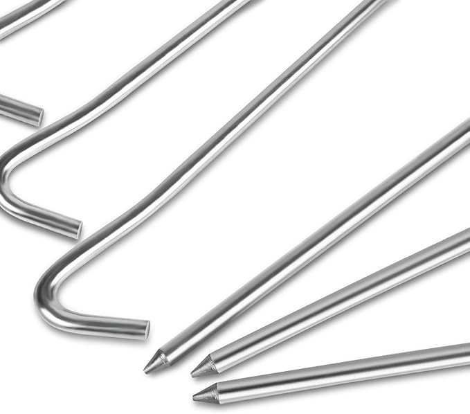 7" Tent Stakes, Heavy Duty Tarp Camping Stakes, Galvanized Metal Pegs for Outdoor Decorations, 20 PCS